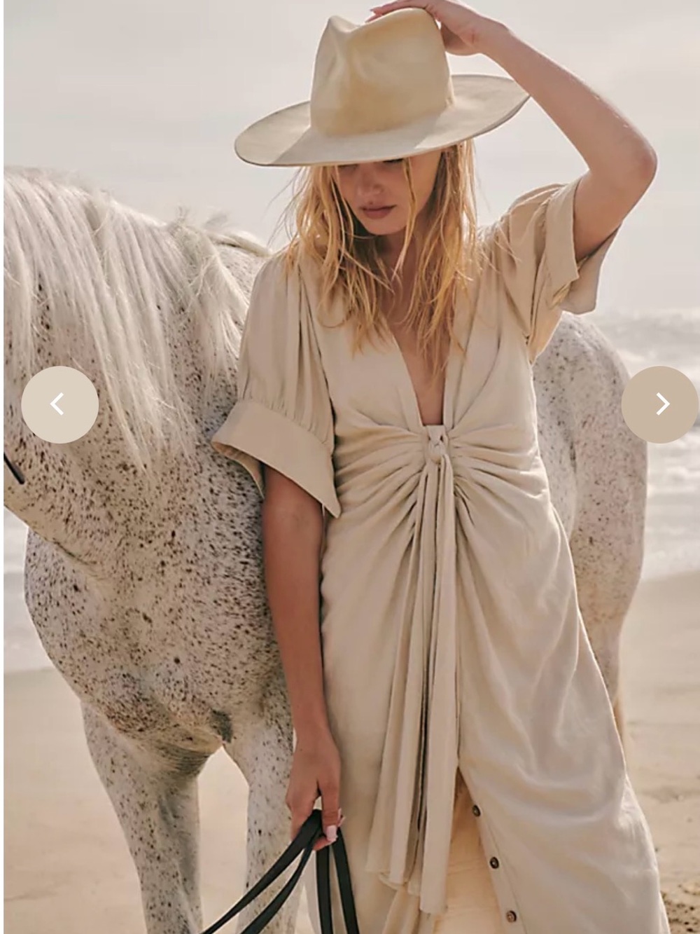 Free People Cream Tie-Front Maxi Dress